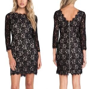 Diane Von Furtenberg Colleen 3/4 Sleeve Lace Mini Dress Black 4